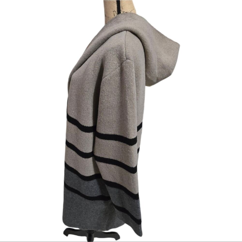 OLIVER O Neutral Hooded Striped Cozy Cardigan Coatigan Heavyweight Plus Size 2X - Picture 3 of 6